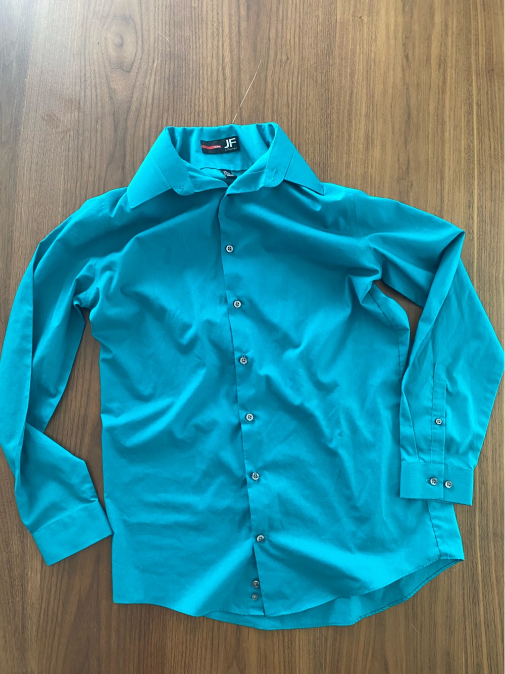 jf j.ferrar Mens Slim Green/Teal Button-Down Shirt